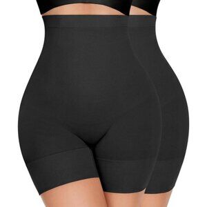 2 Pack High-Waist Tummy Control Shapewear Shorts‎ for Women Black 2XL